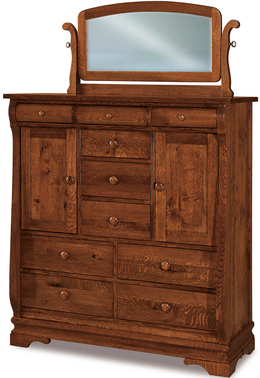 Amish Chippewa Sleigh His and Hers Chest with Mirror
