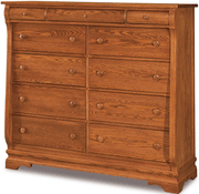 Amish Chippewa Sleigh 11 Drawer Double Chest