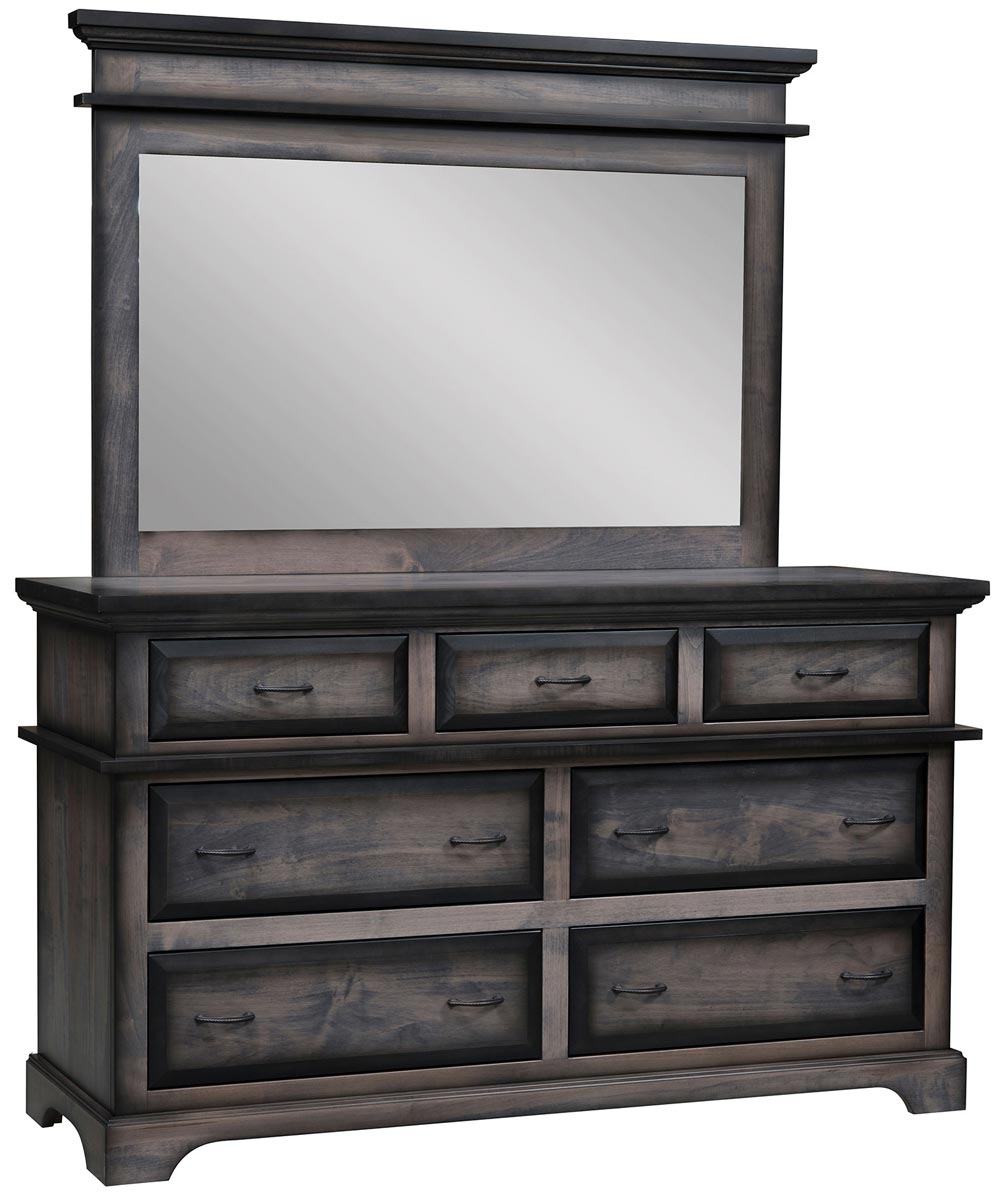 Amish Lockhart Low Dresser with Mirror AmishOutletStore Amish Lockhart Low Dresser with Mirror AmishOutletStore