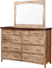 Amish Roxbury Rustic Dresser with Mirror in Brown Maple