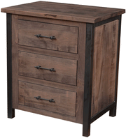 Amish Structura Rustic 3 Drawer Nightstand in Brown Maple