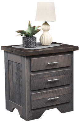Amish London Fog 3-Drawer Nightstand in Reclaimed Barnwood