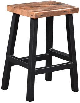 Amish Barnwood Barstool with Metal Base in Reclaimed Barnwood