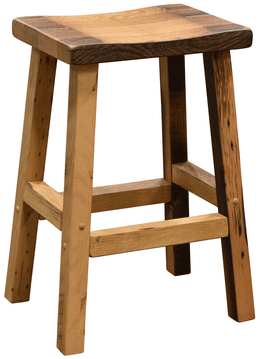 Amish Barnwood Scooped Seat Barstool in Reclaimed Barnwood