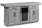 Amish Urban Bar with Mini Fridge in Reclaimed Barnwood