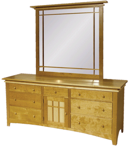 Amish Maple Creek Low Dresser with Mirror