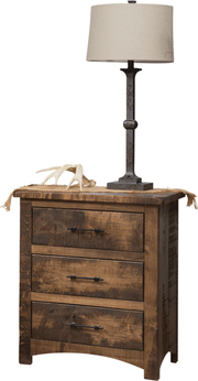 Amish Everest Rustic Nightstand in Brown Maple