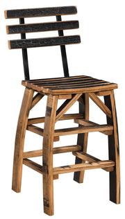 Amish Rustic Barrel Stationary Barstool with Back