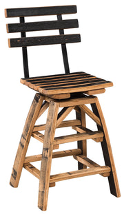 Amish Rustic Barrel Swivel Barstool