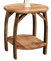 Amish Rustic Barrel End Table