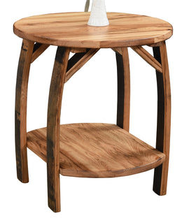 Amish Rustic Barrel End Table