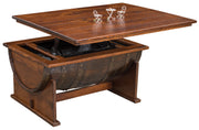 Amish Rustic Barrel Coffee Table with Lift-Top