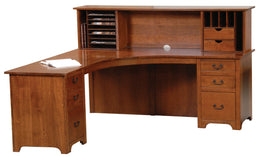 Amish Liberty Mission L-Desk with Open Hutch Top