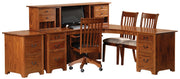 Amish Liberty Mission L-Desk with Right Wing and Hutch Top