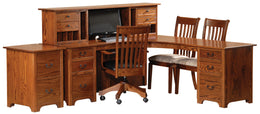 Amish Liberty Mission L-Desk with Right Wing and Hutch Top