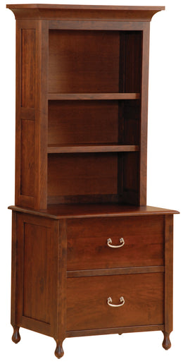 Amish Shiloh Lateral File Cabinet with Bookcase Hutch
