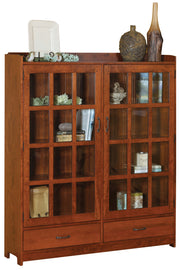 Amish Century Mission 2-Door Bookcase with Drawers