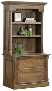 Amish Kingston Lateral File Cabinet with Bookcase Hutch