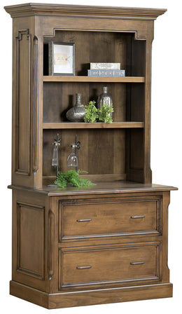 Amish Kingston Lateral File Cabinet with Bookcase Hutch