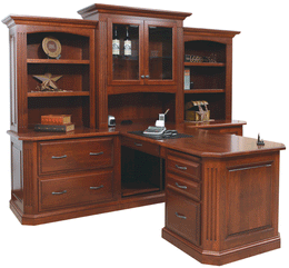 Amish Ellington Partner Desk with Three Piece Hutch