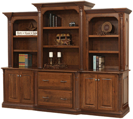 Amish Silverton Deluxe Credenza with Three Piece Hutch