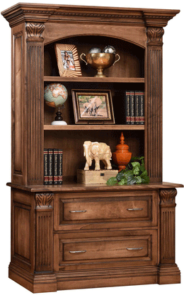 Amish Montereau Lateral File Cabinet with Bookcase Hutch