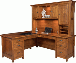 Amish Brentwood L-Desk with Hutch Top