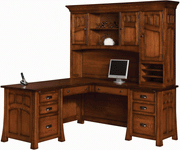 Amish Bridgefort L-Desk with Hutch Top