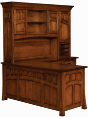 Amish Bridgefort L-Desk with Hutch Top