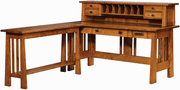 Amish Freemont Mission Open Desk with Return and Hutch Top