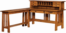 Amish Freemont Mission Open Desk with Return and Hutch Top