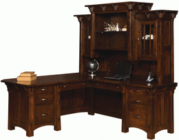 Amish Manitoba L-Desk with Hutch Top