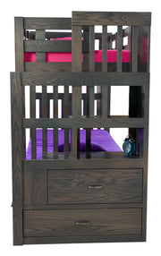Amish Modern Mission Staircase Bunkbed with Trundle