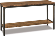 Amish Houston Steel Rustic Sofa Table in Brown Maple