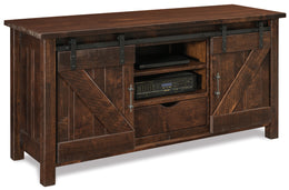 Amish Houston Rustic Media Stand in Brown Maple