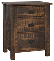 Amish Glen Canyon 3-Drawer Nightstand in Rough Sawn Brown Maple
