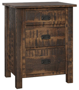 Amish Glen Canyon 3-Drawer Nightstand in Rough Sawn Brown Maple