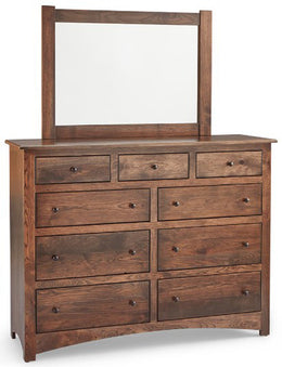 Amish Troy 9 Drawer Dresser with Mirror