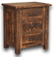 Amish Glacier Rustic Nightstand in Rough Sawn Brown Maple