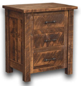 Amish Glacier Rustic Nightstand in Rough Sawn Brown Maple