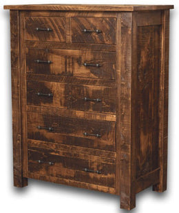 Amish Glacier Rustic Chest of Drawers in Rough Sawn Brown Maple