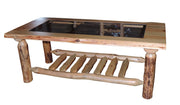 Amish Blue Ridge Rustic Pine Coffee Table with Metal Top