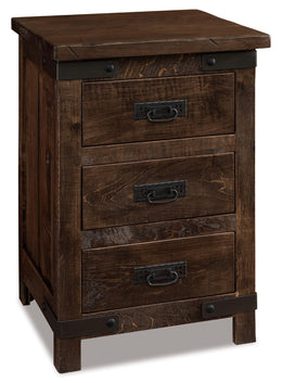 Amish Ironwood Rustic 3 Drawer Nightstand