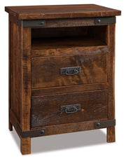 Amish Ironwood Rustic 2 Drawer Nightstand with Opening