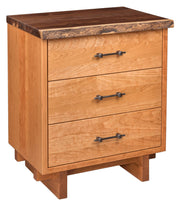 Amish West Canyon Live Edge 3 Drawer Nightstand