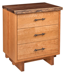 Amish West Canyon Live Edge 3 Drawer Nightstand
