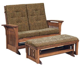 Amish Bow Arm Slat Loveseat Glider