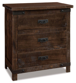 Amish Ironwood Rustic 3 Drawer Nightstand