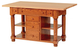 Amish Grand Turned Leg Island Table with Drawers