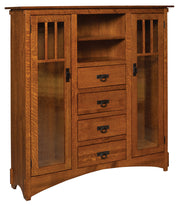 Amish Mission Display Bookcase with Drawers